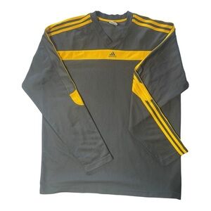 Adidas Men's Charcoal and Gold Long Sleeve Jersey Shirt